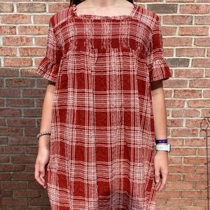 Mint Julep Boutique Burnt Orange and White Dress